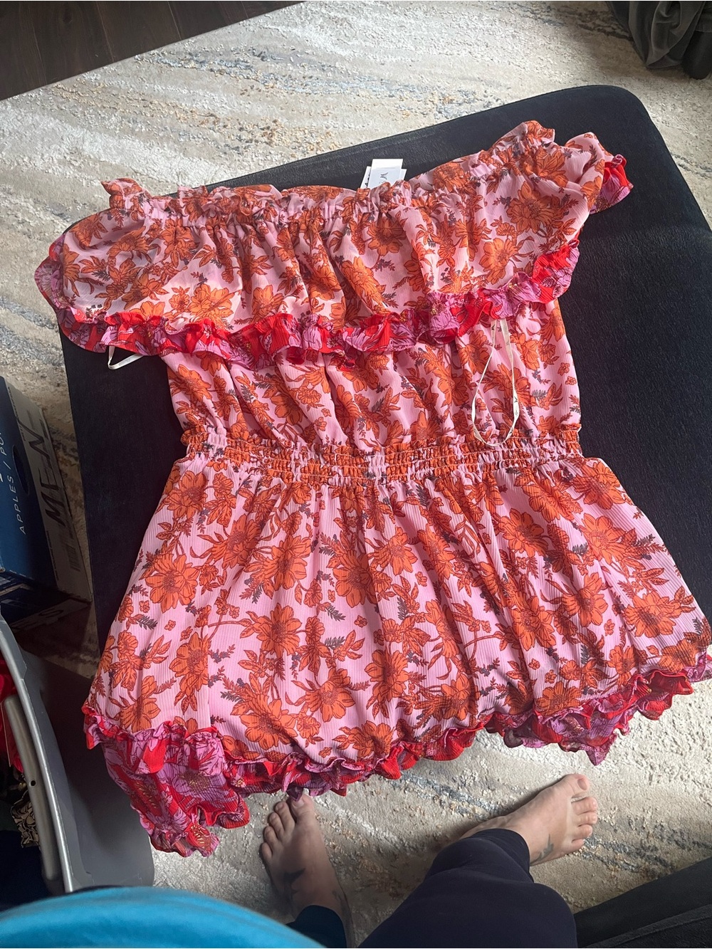 Jessica Simpson Pink Mini Dress with Orange Floral Print